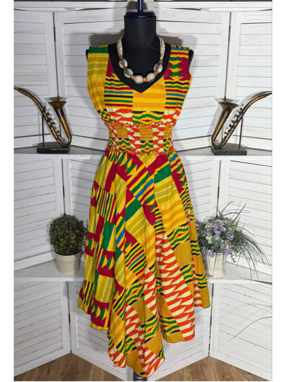 Vintage retro 70s dress hippie boho patchwork asymmetrical Western art whimsical